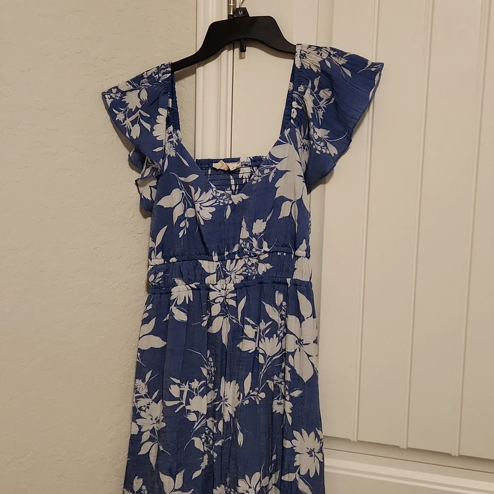 Blue floral dress open back - Picture 2 of 6